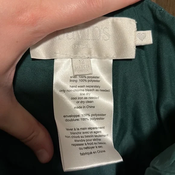 David’s Bridal Georgette Ruched Halter Bridesmaid Dress - Picture 3 of 5